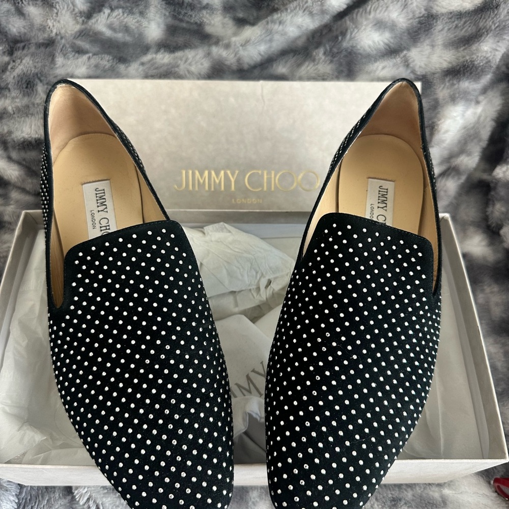 Jimmy Choo Black Loafers with Silver Accents